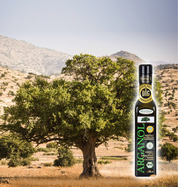 Arganbaum-Patenschaft - Paket 2: 1 Baum, 1 Flasche Bio-Arganöl